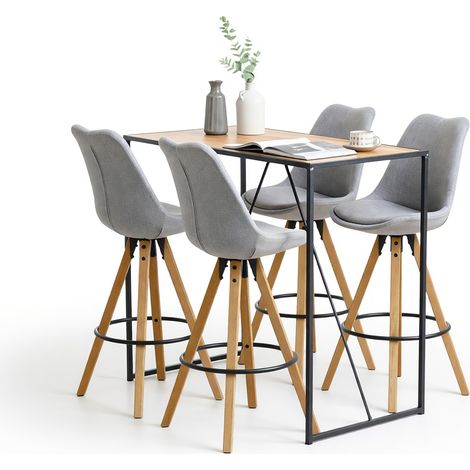 Conjunto de mesas y sillas para comedor Norsica 517, Gris + Luminoso madera, 105x60x120cm, Diámetro: 0, Número de asientos: 4, Estilo: Industrial