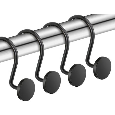 Schwarze Duschvorhanghaken, 12er-Set, Duschvorhangringe aus Metall, modernes dekoratives Design.