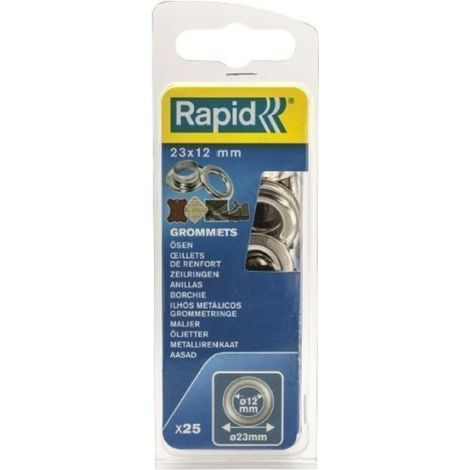 Anilla Fijacion Lona/Plastico/Cuero 12Mm Tipo Broche Rapid 25 Pz