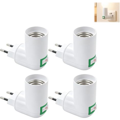 4 PCS Douille E27 Avec Interrupteur,Douille Ampoule,Support Douille E27,Sans Fil Rotatif à 360° Support Ampoule LED,Douille Lampe Pour Lampe Murale De Cuisine,Chambre Ou Lecture (1/5)