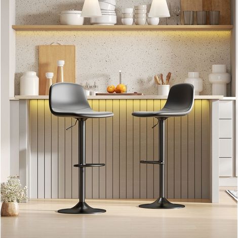Barhocker 58-78 cm, 2er-Set, schwarz, höhenverstellbar und drehbar (1/5)