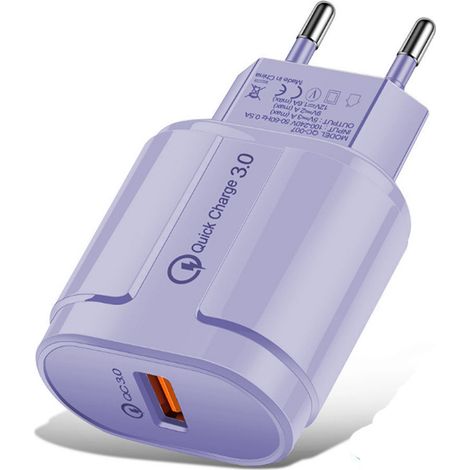 Chargeur rapide USB intelligent 18 W pour téléphones portables et tablettes. Adaptateur de voyageJaune (1/5)
