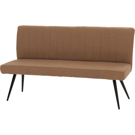 Banquette HWC-K16, banquette de salle à manger banquette rembourrée, dossier tissu/textile bouclé métal 160cm brun (1/5)