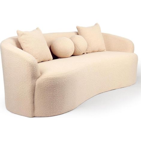 Canapé 4 Places en Tissu Bouclette "Brett" 215cm Beige