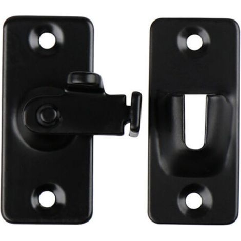 Petit verrou de porte Canggu à 90 degrés, verrou de porte à angle droit, verrou de porte coulissante, verrou de porte coulissante, loquet de porte à boucle (Noir) (1/4)