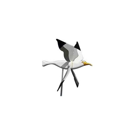 Girouette de jardin en résine 3D – Mouette blanche avec ailes tournantes – Résistante aux intempéries – Pieu en acier inclus - VENT 3 D (1/5)
