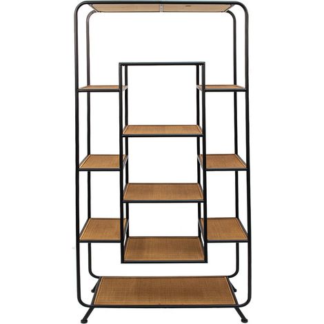 Étagère de rangement murale en bois et fer coloris marron et noir 80 x 32 x 169 cm - PANGIVO (1/5)