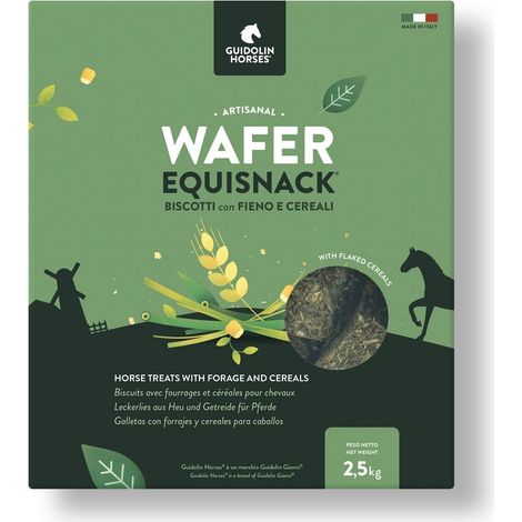 Wafer Snack biscotti foraggio e cerali di campo per cavalli 2,5 kg formato convenienza e richiudibile