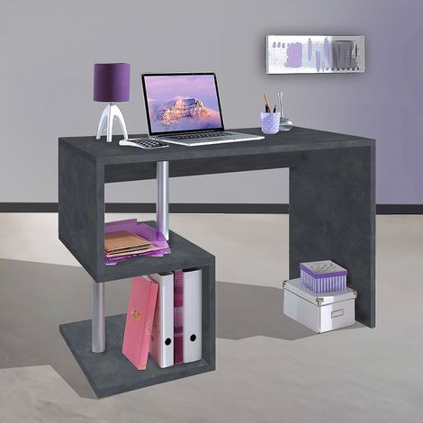 Scrivania con Ripiani Libreria Grigio 100 cm Ufficio Studio (1/5)