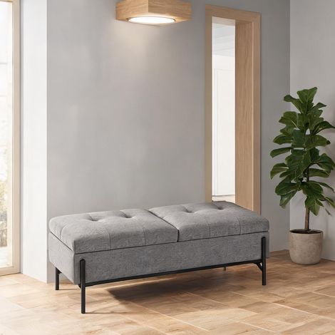Pouf coloris gris en leinenstoff Polyester métal 117 x 50 x 44 cm (1/5)