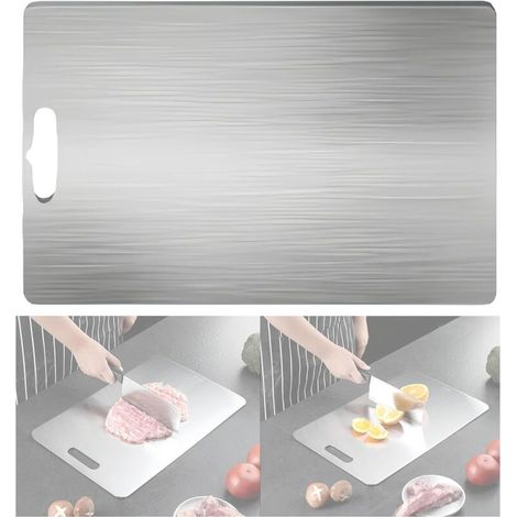Kitchen board 30 x 20 cm, stainless steel, stainless steel cutting board set, titanium