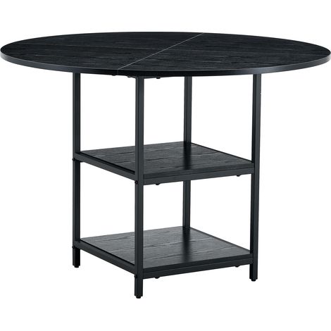 Table ronde noire 107 cm avec double rangement, 2 à 4 personnes (1/5)