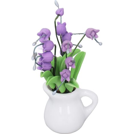 Pot de fleurs miniature à l'échelle 1:12, muguet, pot blanc, plante artificielle pour maison de poupée. (1/5)