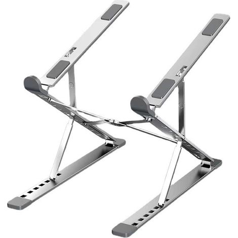 Supporto per laptop desktop, leggero e portatile, adatto per i viaggi, supporto per computer in alluminio stabile e robusto, argento (1/5)