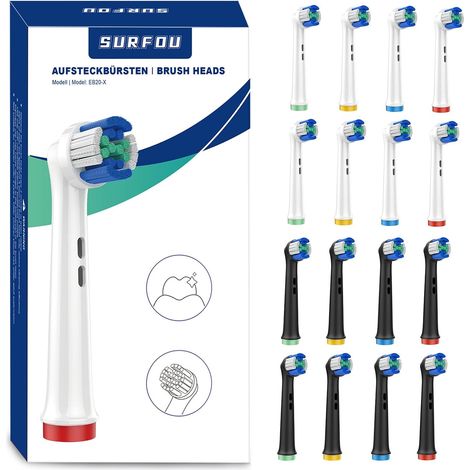 16 Unités Brossette Compatible Électrique Oral B Tête, Brosse à Rechange, Brossettes Électriques Sensitive Clean Dent, Electrique Brosette pour Gencives Sensibles (1/5)
