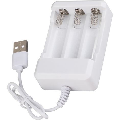 Chargeur de piles AA AAA USB rechargeable 3.6V avec 3 compartiments en plastique ABS (1/4)