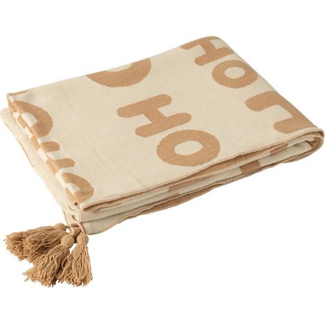 Plaid de Noël "Hohoho" 130x170cm Beige