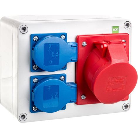 Quadro di distribuzione di alimentazione RS 2x2P+E, 3P+N+E 16A per montaggio superficiale, IP44 6203-00
