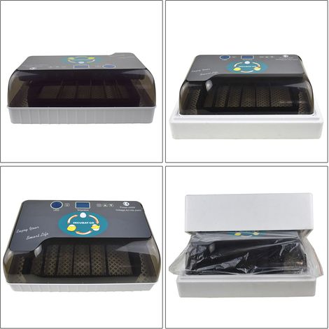 Incubateur 12 œufs avec retournement automatique des œufs, contrôle de l'humidité, indicateur de température et lumière bougie, plateau réglable pour l'incubation de poulets, de cailles et de canards. (1/5)