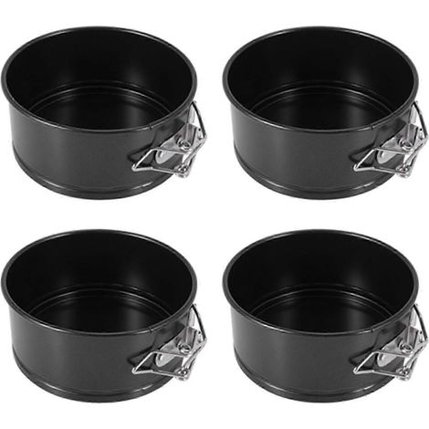 Ensemble de 4 mini moules à charnière de 10 cm - Moules antiadhésifs pour cheesecakes et pizzas (1/4)