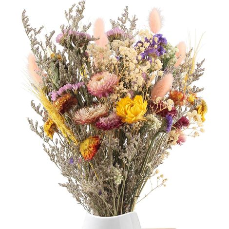 Fleurs Séchées Couleurs Riches Bouquet Plantes Décoratives Maison Arrangement pour DIY Floraux Vases Chambre Bureau (1/5)