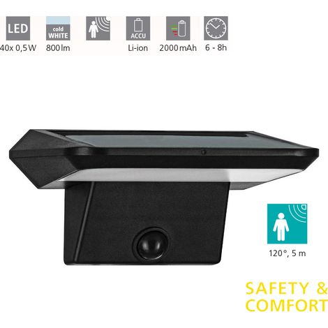 Lampada Esterno Solare Porrassa Plastica Nere Bianco 40 Luci Led 0,5W 800Lm Ip44 (1/5)