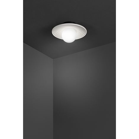 Applique en Métal et Ciment Blanc - Applique avec Diffuseur en Verre Soufflé - Collection 10S48416 B - Diamètre 28,5 cm - Marque Perenz Design