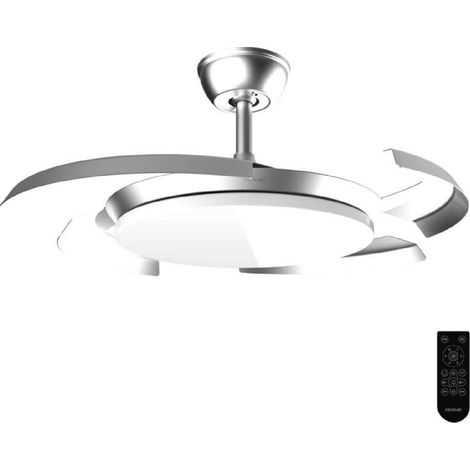 Cecotec Ventilador de Techo con Luz con Aspas Retráctiles EnergySilence Aero 4500 Puzzle Invisible Silver. 30W, Motor DC