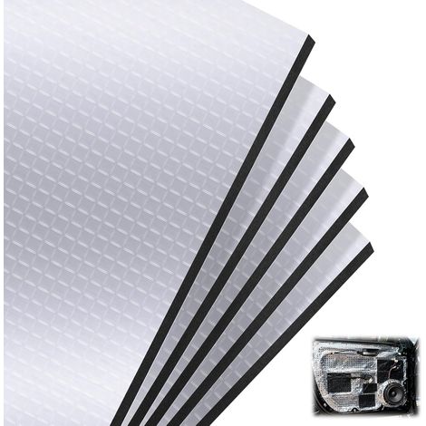 Lot de 5 tapis d'isolation acoustique pour voiture, 25 cm x 40 cm x 10 mm, tapis d'insonorisation autocollant, imperméable, ignifuge, tapis anti-bourdonnement pour capot, toit, portes, bottes et (1/5)