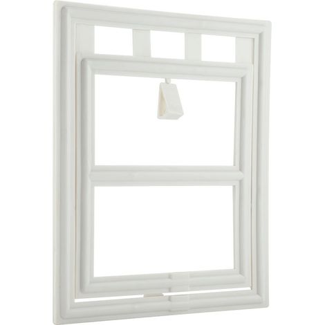 Jeffergarden Porte en plastique pour chien, chiot, chat, verrouillage magnétique, rabat de sécurité pour porte de fenêtre à moustiquaire (blanc L) (1/4)
