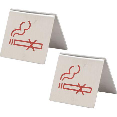 Lot de 2 panneaux de table « Interdiction de fumer » en acier inoxydable pour restaurants, hôtels et bureaux (1/5)