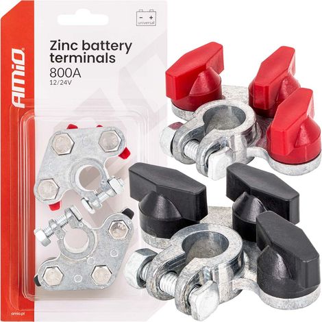 Terminales de batería galvanizados 800A 2 unidades. amio-04391 (1/5)