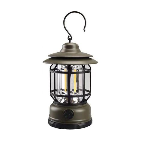 Lanterne de camping – éclairage de jardin – lampe de tente – Rechargeable – 16,6 × 9,6 × 9,6 cm – ABS – Vert militaire (1/5)