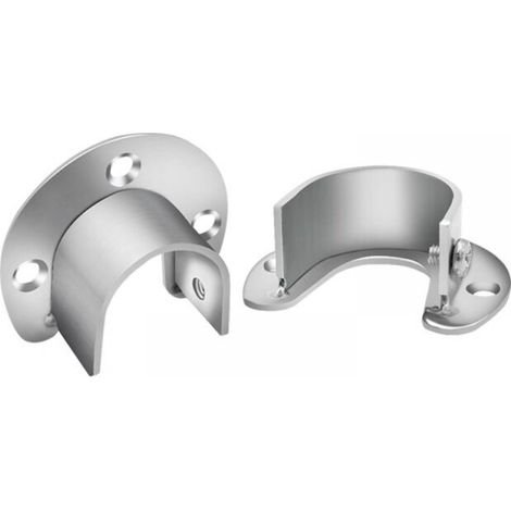 MUMU, 2 Stück, silberfarbener Gardinenstangenhalter, U-förmige Fassung, Kleiderstangenhalter, Kleiderstangenende, 27 mm Öffnung, passend für Vorhang oder Kleiderschrank (1/3)