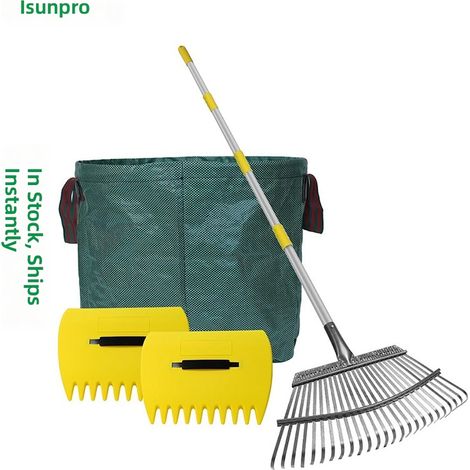 Ensemble d'outils de jardin comprenant une pince à feuilles, un râteau cultivateur et sac (1/4)