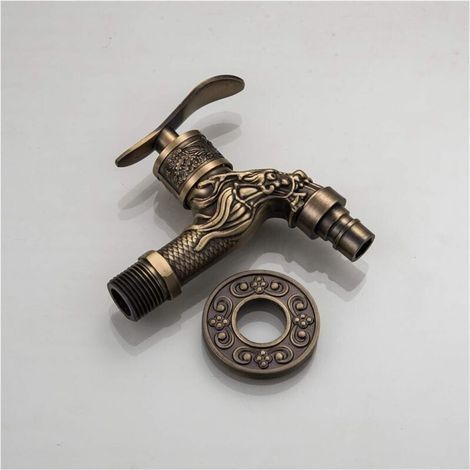 Wandarmatur aus bronzefarbenem Zinklegierungs-Design, dekorative Gartenarmatur, Waschmaschinenarmatur, kleine Armatur (1/3)