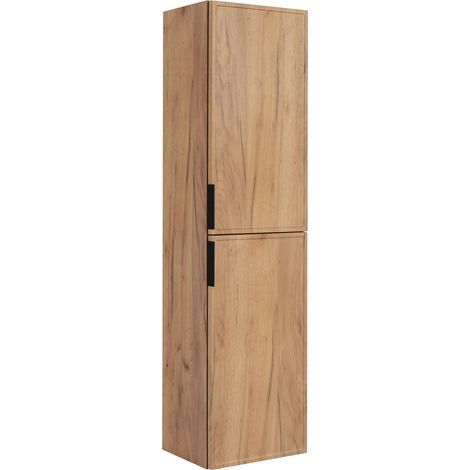 Mobiletto da bagno, Rovere Craft, maniglia nera, 35 x 136 x 27 cm (1/5)