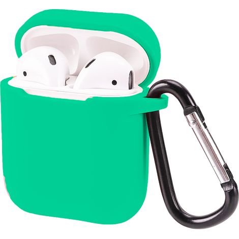 Cover custodia silicone verde cuffie bluetooth porta auricolari gancio (1/3)