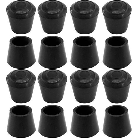 16 embouts en caoutchouc - pour pieds de table, chaise, meuble - diamètre intérieur 20 mm, noir