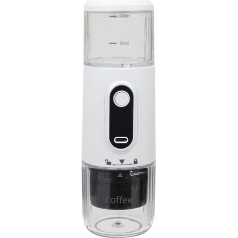 Green Mobility-Machine à Café Portable Sans Fil, Espresso Électrique Compact 100ml, Compatible Capsules et Café Moulu, Rechargeable USB Type-C,Blanc (1/5)