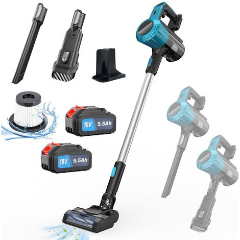 18V 3-in-1 Akku-Stielstaubsauger Leistungsstark und leicht 2 wiederaufladbare Lithium-Ionen-Akkus Ideal für Teppiche mit Tierhaaren und Hartböden Bodenstaubsauger (1/5)