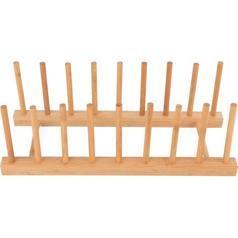 Égouttoir à vaisselle en bambou, porte-assiettes, organisateur de cuisine pour tasses, couvercles de casseroles et planches à découper (1/5)