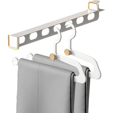 1 Barre de valet coulissante, tringle à vêtements réglable, porte-pantalons télescopique, fixation supérieure, acier inoxydable, pour penderie (1/5)