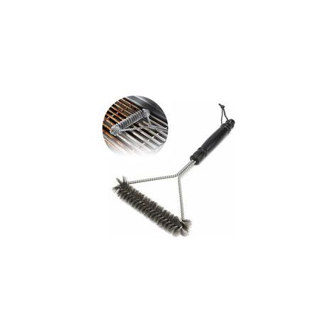 Spazzola per la pulizia del barbecue, setole in acciaio inox, antiaderente, accessorio - Crezuo
