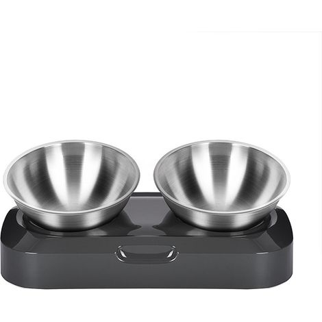 Gamelle surélevée pour chat en acier inoxydable, double bol (1/5)