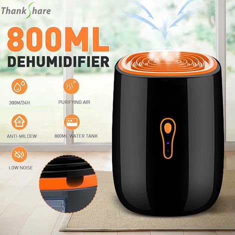 Déshumidificateur électrique 800 ml, silencieux, portable, anti-moisissures, purificateur, appareil de nettoyage portable, séchoir à air (1/5)