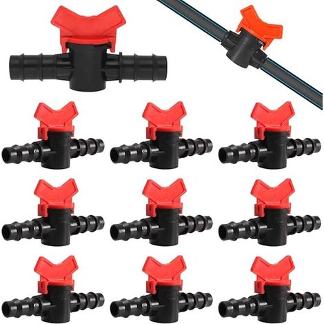 Valvola di commutazione da 10 pezzi, interruttore per tubo, in plastica PE, con doppio raccordo maschio a innesto rapido, raccordo per tubo da giardino, adattatore per rubinetto, irrigazione del prato (1/4)
