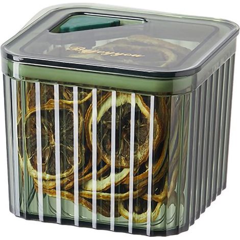 Boîte de rangement alimentaire double étanchéité transparente, pot sec multifonction vert foncé pour cuisine, conserve la fraîcheur. (1/5)