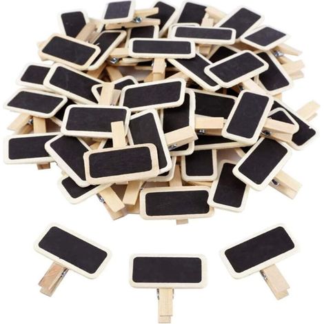 50 mini lavagne con clip, lavagne rettangolari in legno, set di mini lavagne rettangolari, adatte per matrimoni, eventi, uffici, cucine, targhette con nomi