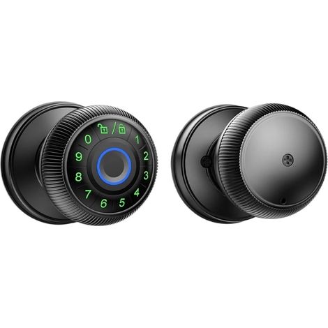 Serrure électronique Intelligente à Empreintes digitales, Bouton Rond avec Mot de Passe/clé, déverrouillage par Application(Zwart) (1/5)
